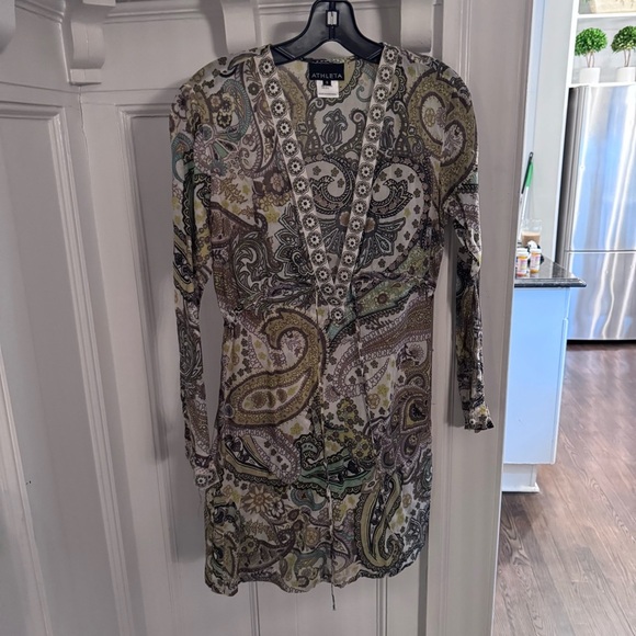 ATHLETA WOMENS DRESS COTTON/SILK  DRAWSTRING WAIST DRESS /BEACH COVER SZ S - Picture 5 of 11